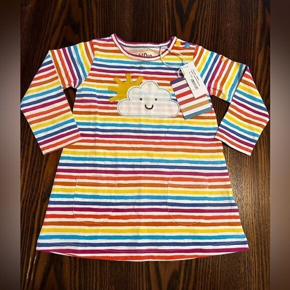 KidIO Sunshine Rainbow Appliqué Striped Dress baby girls 18-24 months NWT - Picture 9 of 16